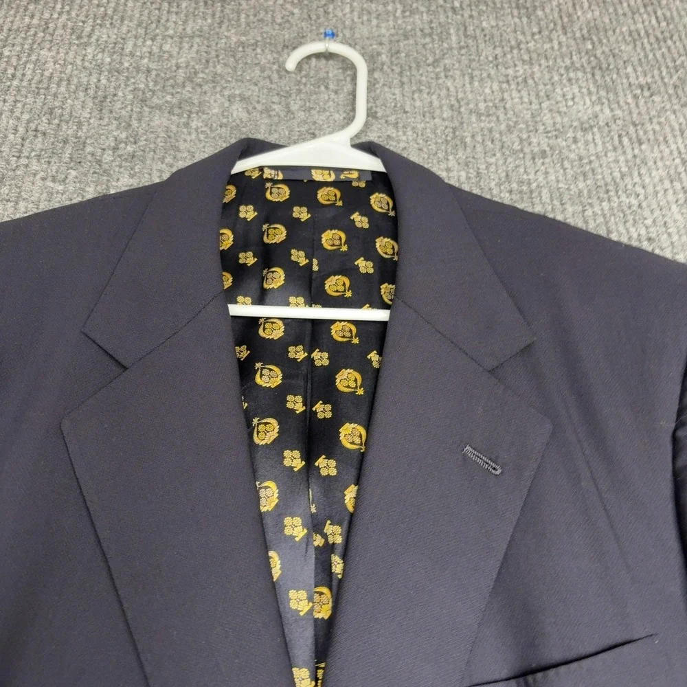 Cappelli‎ Tailors Blazer Mens XL Navy Blue Gold Button Crest Lining Preppy